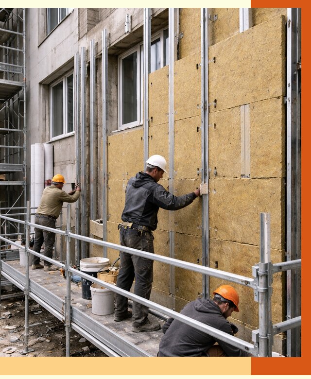 Утепление вентилируемого фасада в Ставрополе от 5815 руб/м2 — монтаж и утепление вентфасад | ТепломастерСтв